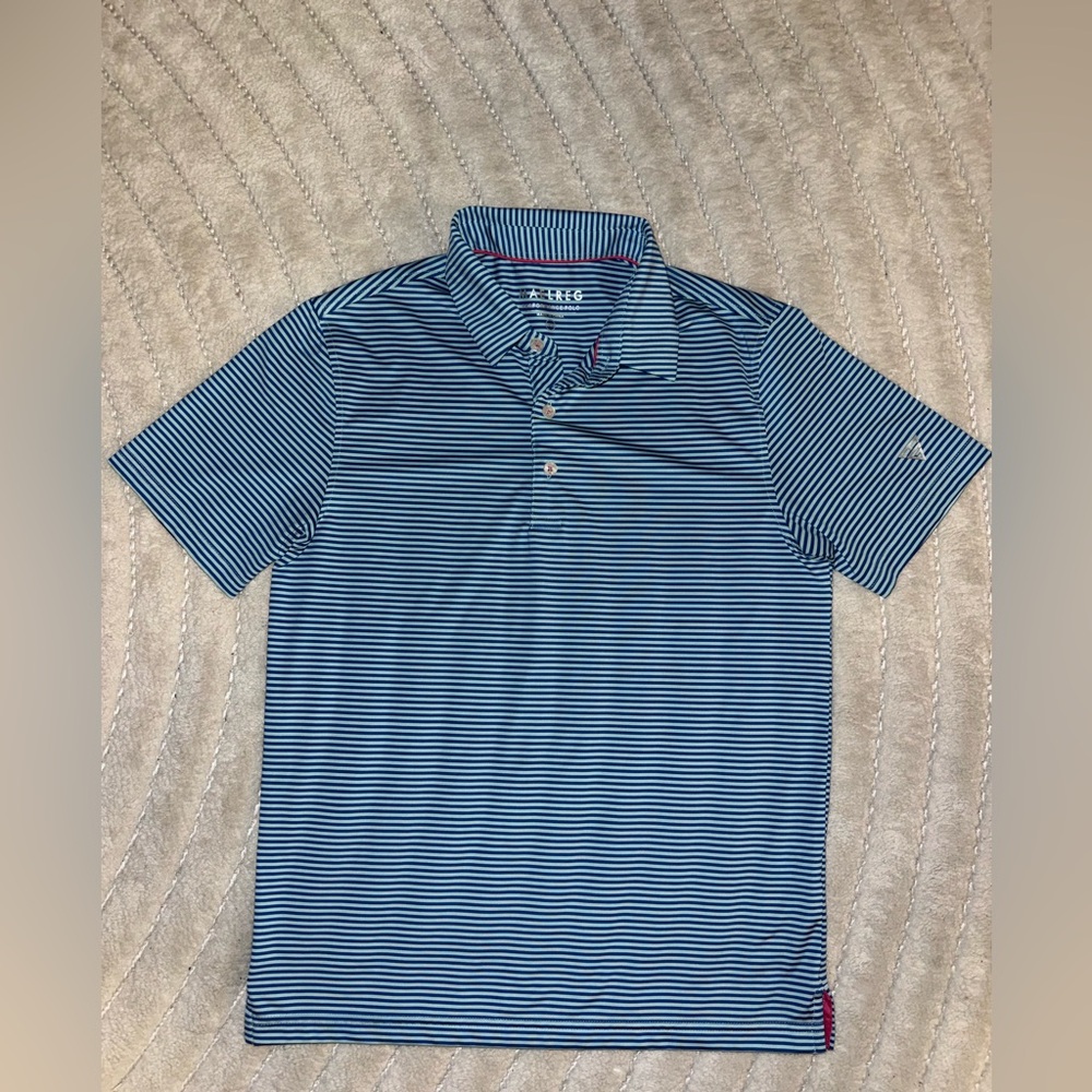 Stripe Pattern Polo Shirt - Blue and White